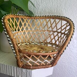 Small Vintage Wicker Chair For Décor Plants Or Dolls Back Rattan Loveseat